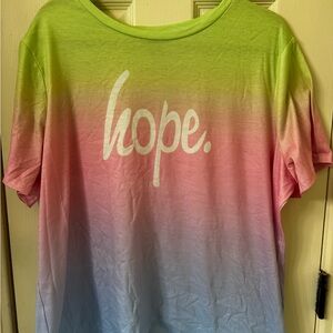 SHEIN Green Pink Blue Ombre "hope." Graphic Tee